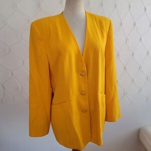 Vintage Oleg Cassini Suit Jacket / Goldenrod / Oversized / Tagged Size 16